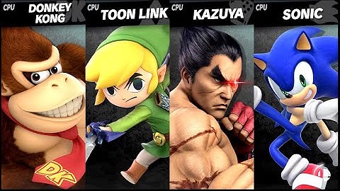 Donkey Kong VS Toon Link VS Kazuya VS Sonic LV 9 CPU Battle Super Smash Bros Ultimate
