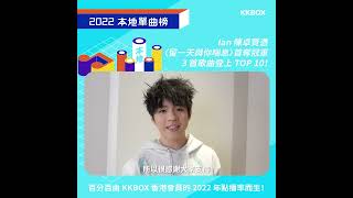 【KKBOX 2022 本地單曲榜】Ian 陳卓賢憑〈留一天與你喘息〉首奪冠軍！