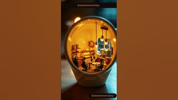 Miniature Café World Inside a Giant Coffee Cup Stunning AI Created Scene #EntertairmentDary #shorts