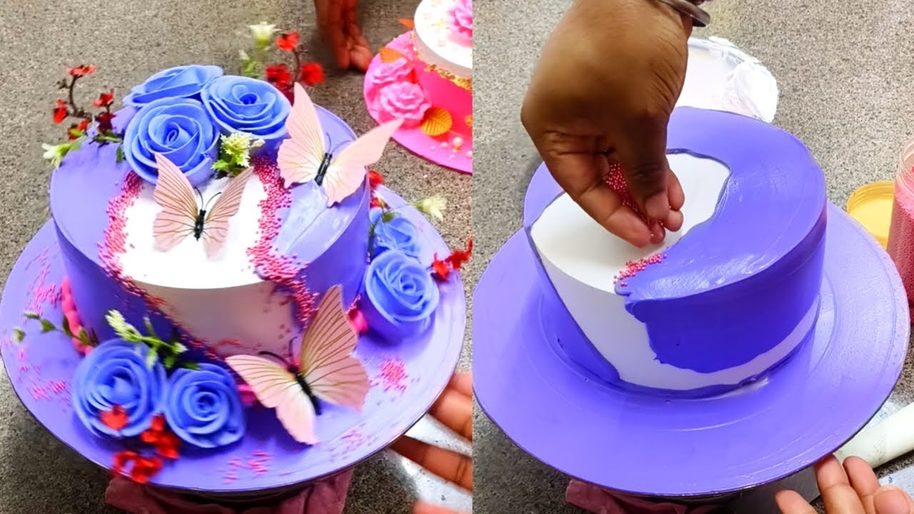 Amazing Purple Colour Cake Design 2024//Purple Cake Design//Birthday Cake Designs 2024 
