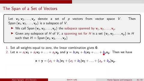 MATH 3191: The Span of a Set of Vectors is a Subspace