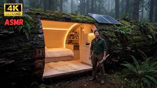 This Man Built a Secret Underground Shelter Beneath a Fallen Giant — No One Will Ever Find It (ASMR)