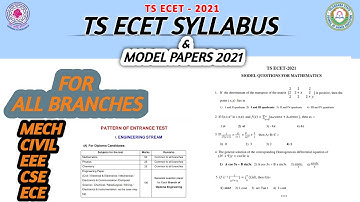TS ECET SYLLABUS 2021 || Ts ecet 2021|| ts ecet model papers 2021||ts ecet 2021 exam pattern