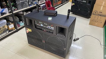 Bộ dàn âm thanh di động (loa kéo điện) lovina KDR2152 NC, 2 bass 40, dùng main Lovina, vang FX30Plus