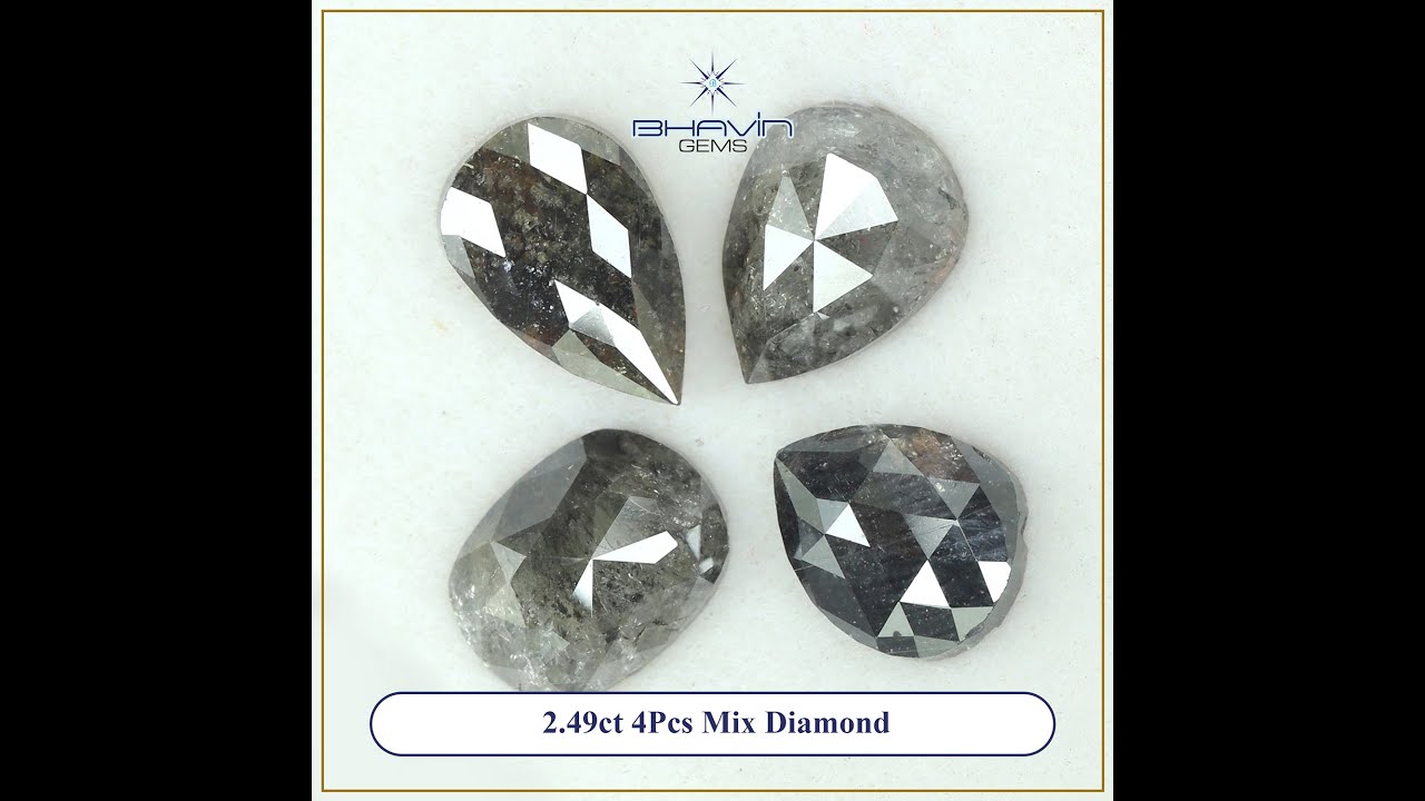 2.49 CT/4 Pcs Mix Diamond Natural Loose Diamond Uncut Salt And Pepper Color Diamond Jewelry