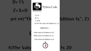 Python code |  Day4 | Quiz | Command your correct answer ✅|#shorts 