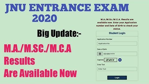 JNU Entrance Exam 2020 || M.A/M.SC./M.C.A Results Are Available Now|| Check Here ||