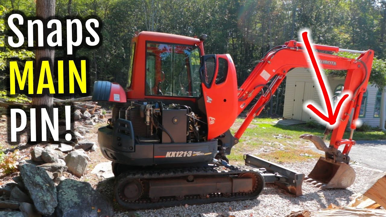 Kubota KX1213 Mini Excavator Breaks Bucket to Arm Thumb Pivot Pin