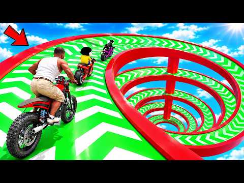 SHINCHAN AND FRANKLIN TRIED THE IMPOSSIBLE GIANT SPIRAL SPEED BOOSTER PARKOUR CHALLENGE GTA 5