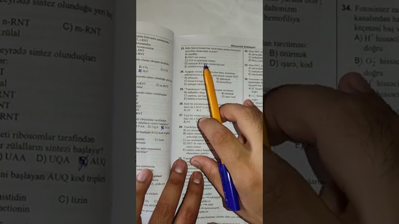 DİM. Biokimya bölməsi. Maddələr mübadiləsi. Test həlli. N-1_54