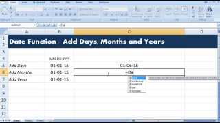 Excel Date Function to Add months to date, to add days to date and add years to date screenshot 3