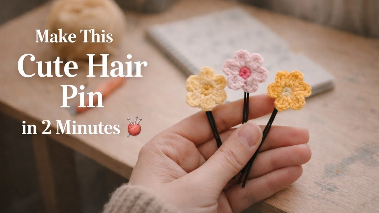 Cute Crochet Hair Pin 🌼 | Make in 2 Minutes!