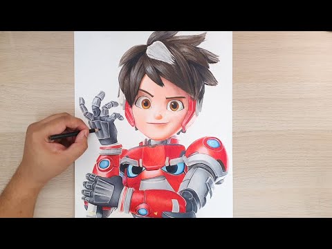 Melukis Mechamato dengan Pensel Warna dan Pen Marker