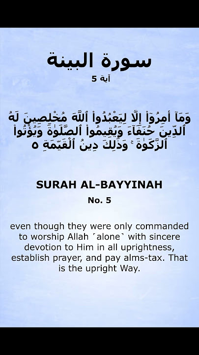 AL BAYYINAH ayat 5 #quran #alquran #islamic #shorts