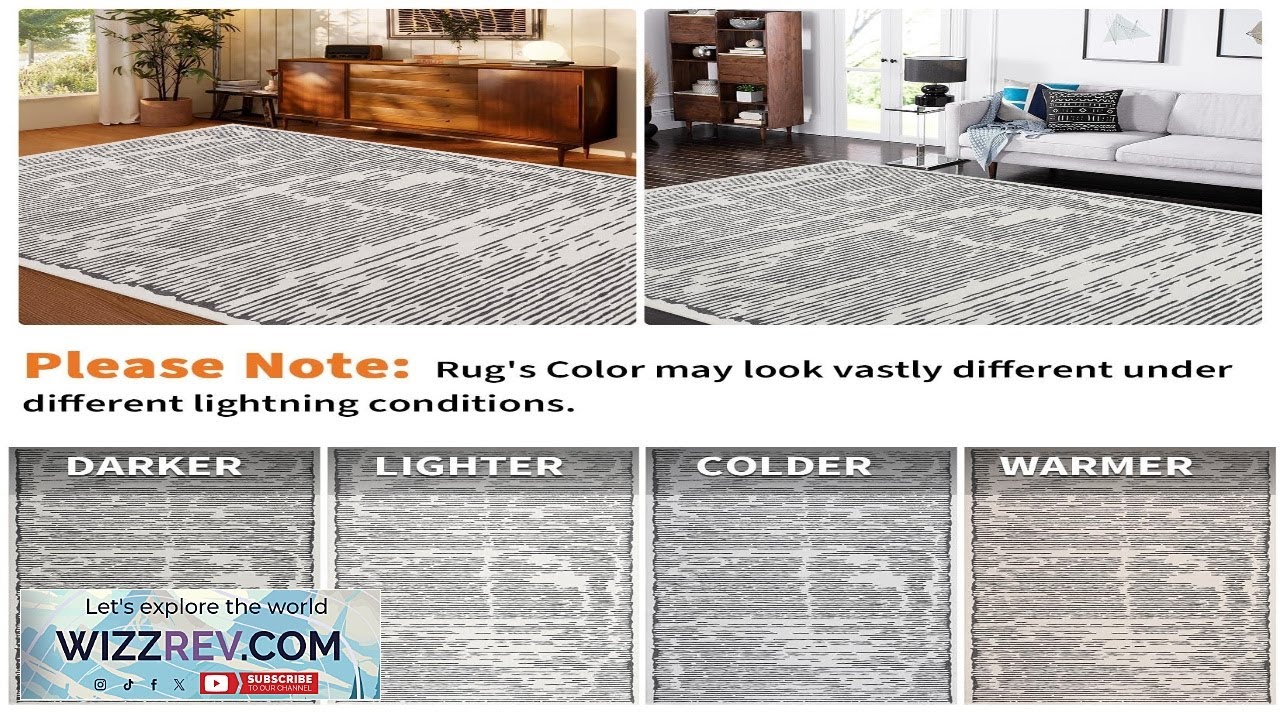 Garvee Rugs for Living Room 9x12 Washable Large Low Pile Area Rug