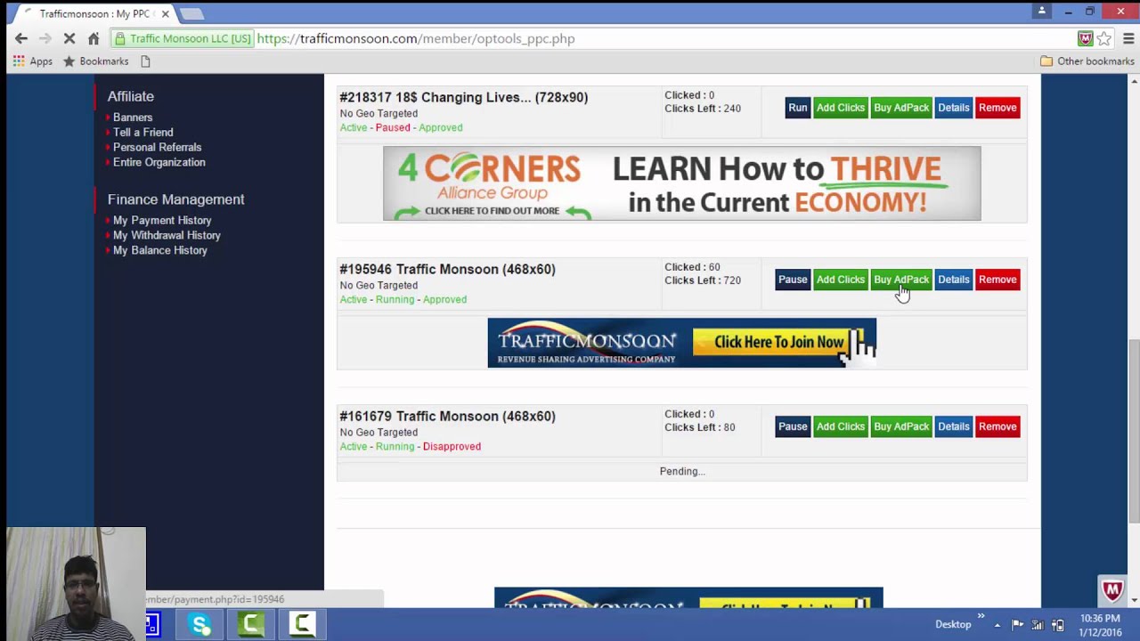How to buy ad pack from Traffic Monsoon
