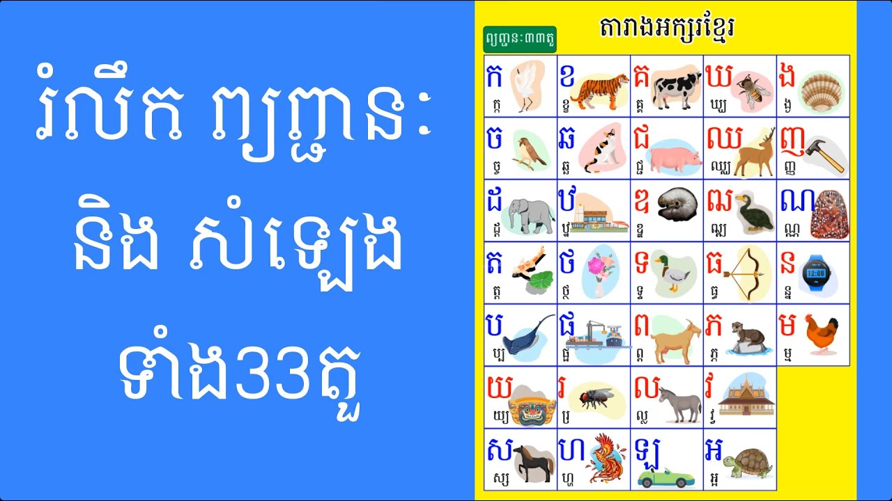 រំលឹក ក ដល់ អ | Reviews of khmer consonants (k until a )| - YouTube