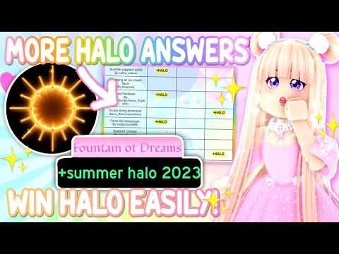 Para on X: UPDATE - 9 POSSIBLE HALO ANSWERS! Summer 2023 Halo Answer Sheet  by me :D Please let me know what answers you've gotten from the fountain :D  #royalehigh  /