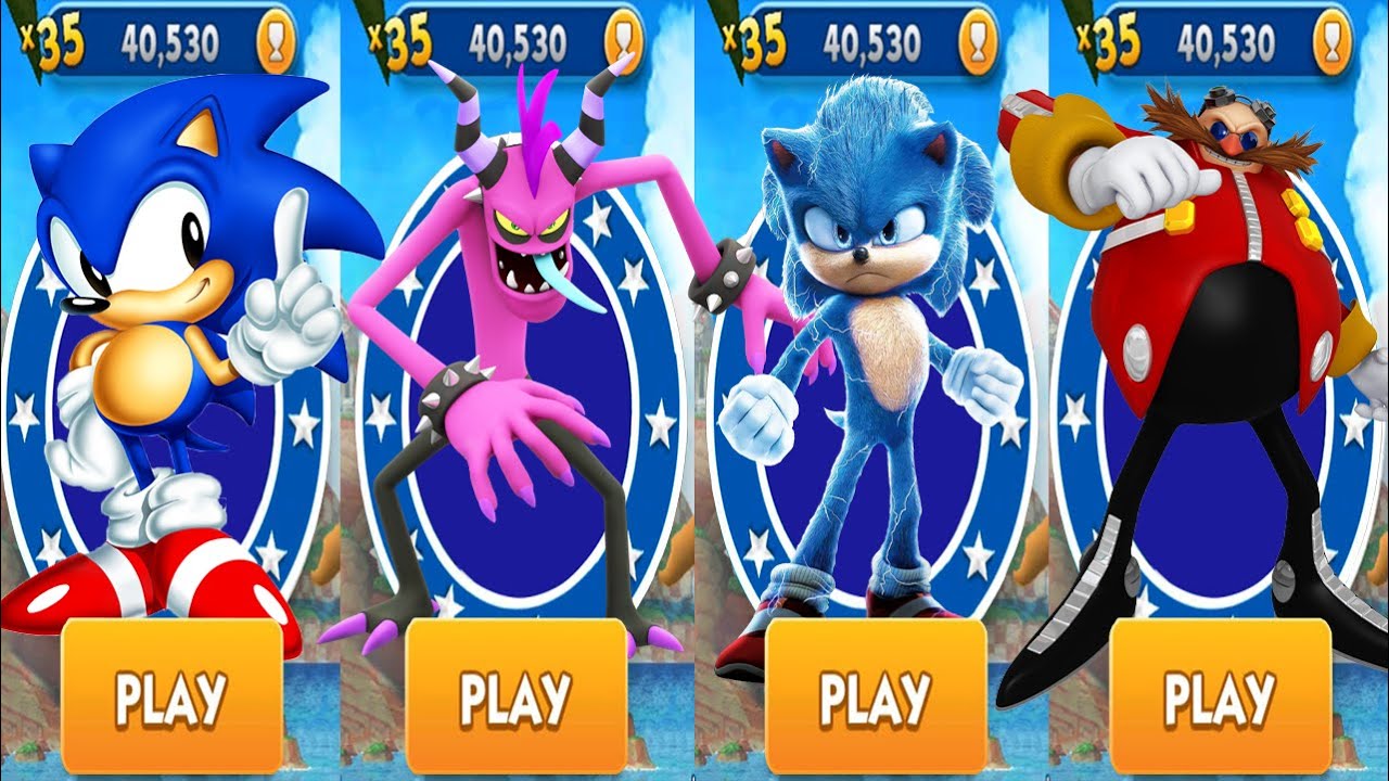 Sonic Dash - Movie Sonic and Classic Sonic vs All Bosses Eggman and ...