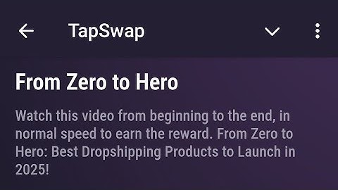 From Zero To Hero TapSwap code