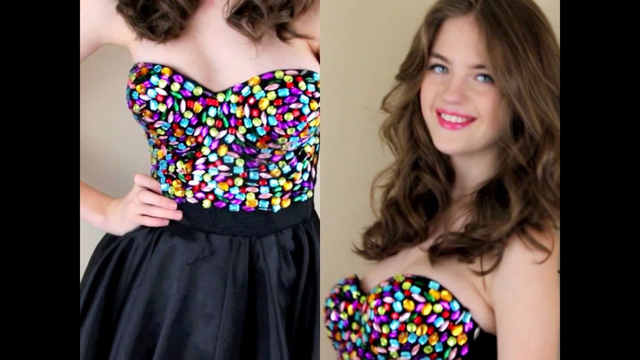 Prom 2014 DIY Dress Makeup Hair YouTube