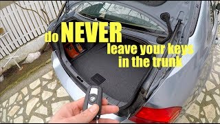 Can you leave the key in the trunk and close the car ? BMW e90
