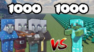 1000 Illagers Vs 1000 Diamond Armor Zombies | Minecraft |