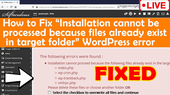 [🔴LIVE] How to fix WP error "File already exists in target folder" while installing WordPress?