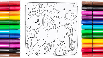 Color by Number Learn Colors Magical Unicorn Educational Video for Toddlers