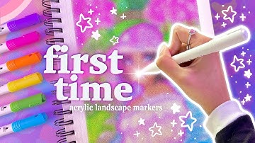 drawing with a new art supply ♡ ft. Arrtx acrylic markers [90 landscape colours]