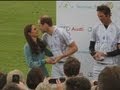 Kiss me Kate! William and Harry get a peck on the cheek from the Duchess of Cambridge