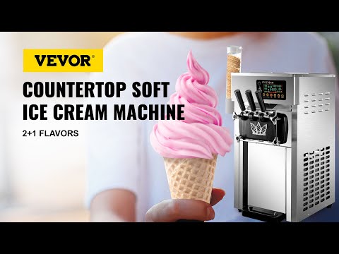 Ice Cream Maker 5 Gal. per Hour 1200-Watt Counter-top Commercial Soft Ice  Cream Machine 2+1 Flavor with Two 3 L Hoppers