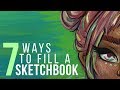 7 WAYS TO FILL A SKETCHBOOK | Sketch With Me - Gouache Speed Paint | "Electric"