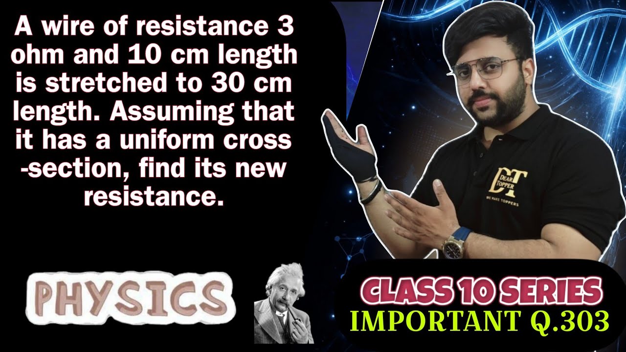 A wire of resistance 3 ohm and 10 cm length is stretched to 30 cm length. Assuming that it has