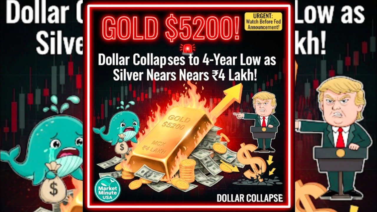 GOLD $5200! Dollar Collapses to 4-Year Low as Silver Nears ₹4 Lakh! 🚨📉 ...