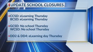 Updated list of school district closures amid winter weather