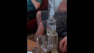 Toro circ-to-circ bong with 8-arm trashcatcher and SYN inline ashcatcher