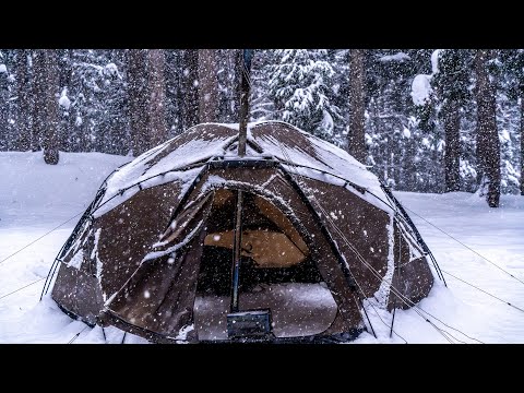 大雪のソロキャンプ|ホットテントで快適に過ごす