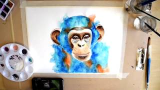 Chimpanzee Watercolor Painting Timelapse