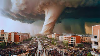 A huge tornado leaves the city in ruins in 2 minutes! Disaster in Java, Indonesia