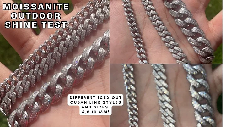 6mm, 8mm, 12mm MOISSANITE Miami Cuban Link Sizes Comparison in Natural Sunlight