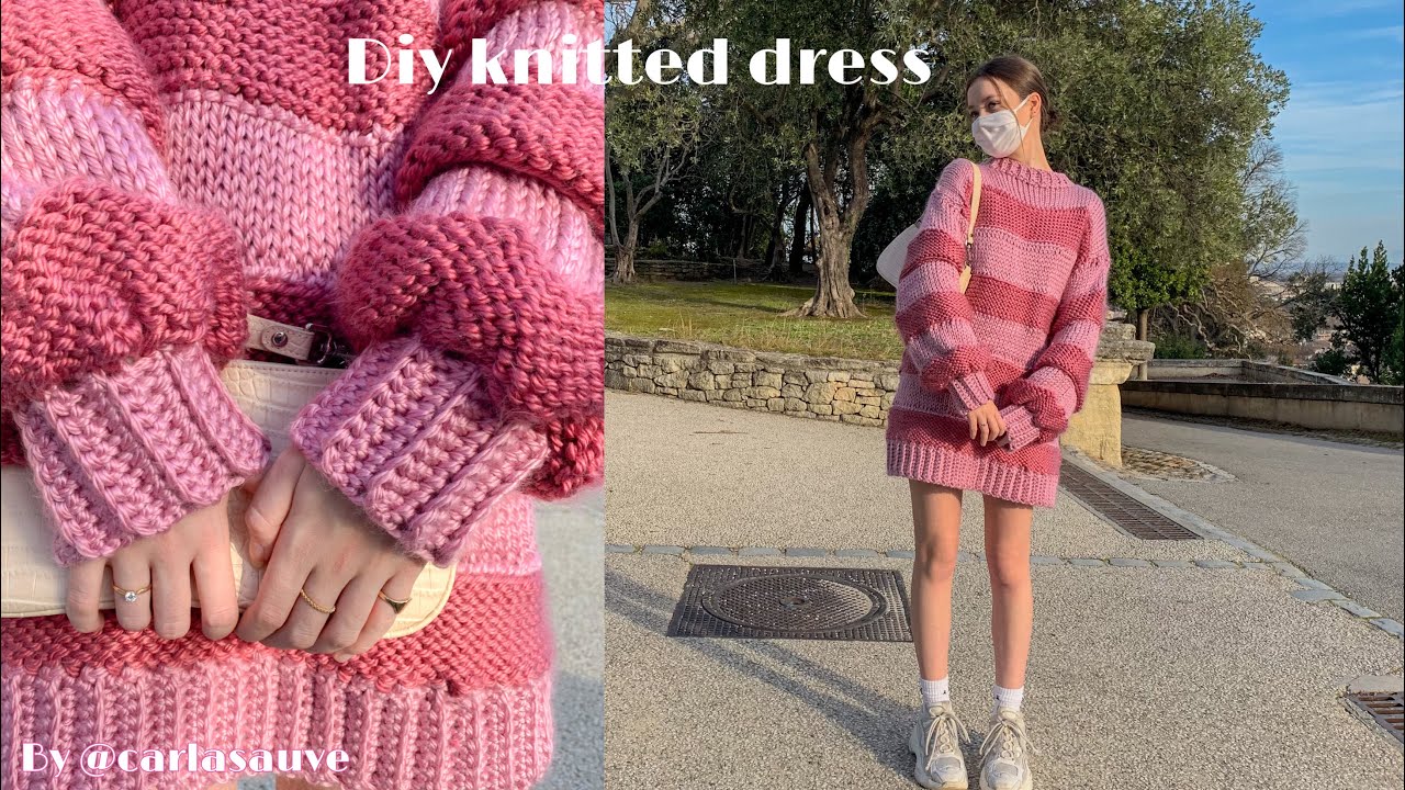 Diy striped knitted dress - YouTube