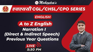 SSC CGL/CHSL/CPO SERIES | English | Narration | Direct Indirect | PYQ | By Nitin Mahendras | 5:30 pm