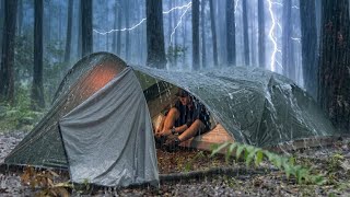 HEAVY RAIN, LIGHTNING AND FLOOD WHILE SOLO CAMPING‼️