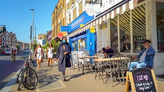 London Wandsworth Walk to Battersea, Busy London High Streets with Shops & Restaurants