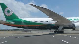 EVA Air B787-9 B-17881 taxi Q by aircraft tug RCTP 5-Sep 25