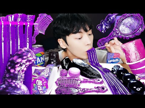 ASMR MUKBANG | 직접 만든 갤럭시 꿀젤리 퍼플 디저트 아이스크림 먹방 & 레시피 DESSERT GALAXY HONEY JELLY CANDY