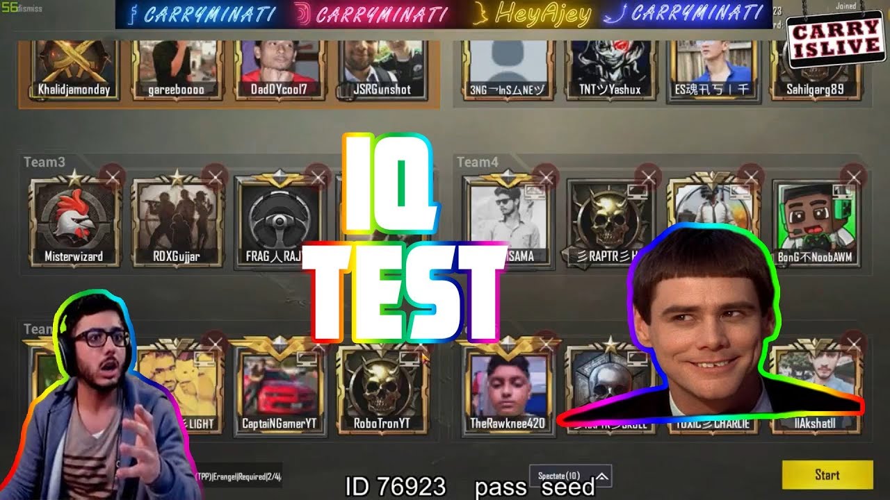 Iq Test Of Carryminati Pubg Mobile Highlights 1 Youtube - iq test of carryminati pubg mobile highlights 1