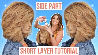 SIDE Part with SHORTER Layers Haircut Tutorial #shortlayers #movement  #finehair