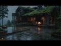 Sublime Midnight Rain, Fireplace and Soft Thunder for Inner Peace in a Hilltop Grass Roof Refuge
